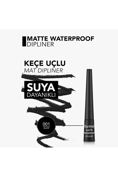  تصویر 3 : خط چشم دیپ‌لاینر مات و ضدآب Black مشکی با پیگمنت بالا و دوام عالی Matte Waterproof Highly Pigmented Matte Finish Dipliner 1 Black فلورمار Flormar 