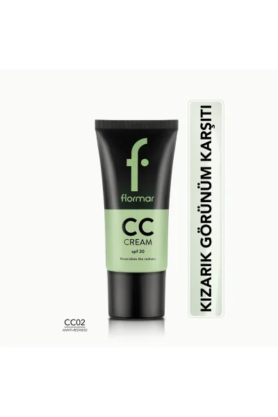  تصویر 1 : کرم CC ضد قرمزی Anti Redness سبز اصلاح‌کننده قرمزی ۳۵ میل Redness Correcting CC Cream CC02 Anti Redness 35 ml فلورمار Flormar 