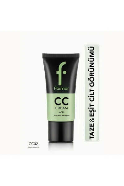  تصویر 2 : کرم CC ضد قرمزی Anti Redness سبز اصلاح‌کننده قرمزی ۳۵ میل Redness Correcting CC Cream CC02 Anti Redness 35 ml فلورمار Flormar 