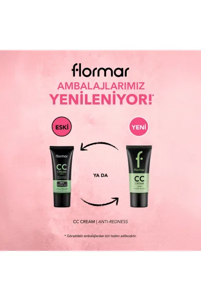  تصویر 5 : کرم CC ضد قرمزی Anti Redness سبز اصلاح‌کننده قرمزی ۳۵ میل Redness Correcting CC Cream CC02 Anti Redness 35 ml فلورمار Flormar 