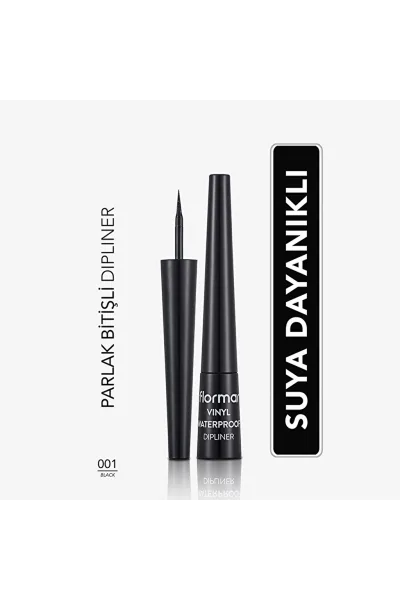  تصویر 1 : خط چشم دیپ‌لاینر ضدآب با پیگمنت بالا و پایان براق Black مشکی Vinyl Waterproof Highly Pigmented Shiny Finish Dipliner 1 Black فلورمار Flormar 