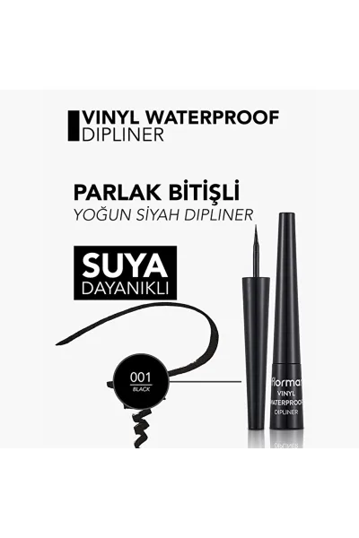  تصویر 3 : خط چشم دیپ‌لاینر ضدآب با پیگمنت بالا و پایان براق Black مشکی Vinyl Waterproof Highly Pigmented Shiny Finish Dipliner 1 Black فلورمار Flormar 
