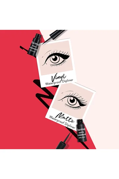  تصویر 4 : خط چشم دیپ‌لاینر ضدآب با پیگمنت بالا و پایان براق Black مشکی Vinyl Waterproof Highly Pigmented Shiny Finish Dipliner 1 Black فلورمار Flormar 