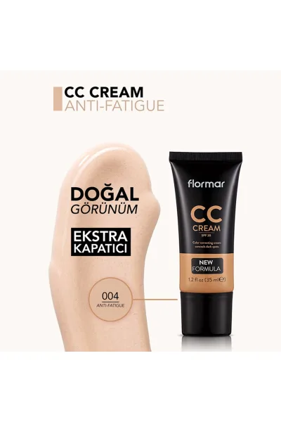  تصویر 6 : کرم CC پوشاننده جای زخم و لک تیره Anti Fatigue  بژ  ۳۵ میلی‌لیتر Dark Spot Cover CC Cream CC04 Anti Fatigue 35 ml فلورمار Flormar 