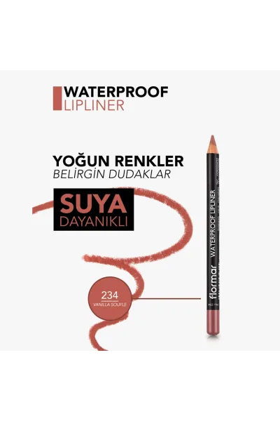  تصویر 5 : مداد لب مات ضدآب و پرپیگمنت Vanilla Souffle قهوه‌ای روشن Waterproof Highly Pigmented Matte Lip Pencil Vanilla Souffle 234 Vanilla Soufle فلورمار Flormar 