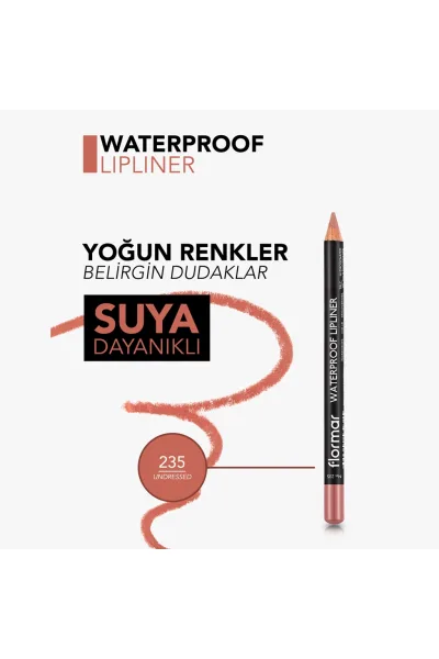  تصویر 4 : مداد لب مات و ضدآب با پیگمنت بالا برای لب‌ها رنگ Undressed مسی Waterproof Highly Pigmented Matte Lip Pencil 235 Undressed فلورمار Flormar 