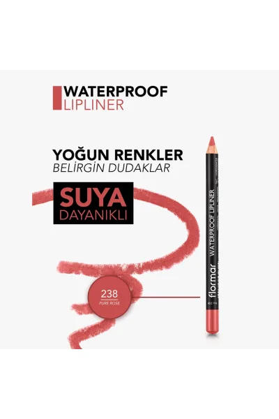  تصویر 5 : مداد لب مات ضدآب و پررنگ Pure Rose رنگ گلی طبیعی با ماندگاری بالا Waterproof Highly Pigmented Matte Lip Pencil 238 Pure Rose فلورمار Flormar 