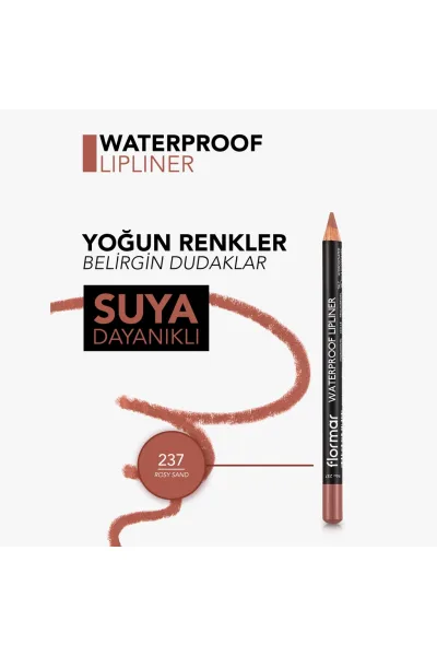  تصویر 5 : مداد لب مات و ضدآب با پیگمنت بالا 237 Rosy Sand رنگ شنی Waterproof Highly Pigmented Matte Lip Pencil 237 Rosy Sand فلورمار Flormar 