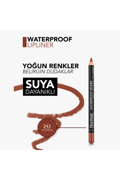 تصویر 4 : مداد لب مات و ضدآب Hot Cocoa رنگ قهوه‌ای کاکائویی با پیگمنت بالا Waterproof Highly Pigmented Matte Lip Pencil 243 Hot Cocoa فلورمار Flormar 
