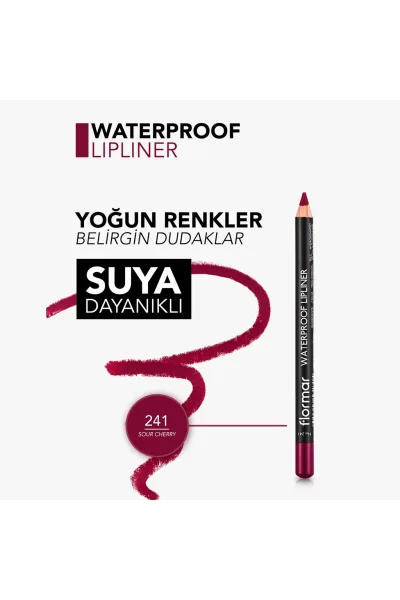  تصویر 4 : خط لب مات ضدآب و پیگمنت بالا Sour Cherry رنگ گیلاسی برای لب Waterproof Highly Pigmented Matte Lip Pencil 241 Sour Cherry فلورمار Flormar 