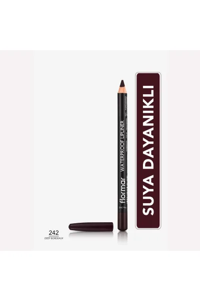  تصویر 1 : خط لب مات ضدآب با پیگمنت بالا برای آرایش لب Deep Bordeaux شرابی تیره Waterproof Highly Pigmented Matte Lip Pencil 242 Deep Bordeaux فلورمار Flormar 