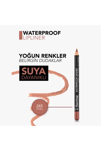  تصویر 5 : مداد لب مات ضدآب و پررنگ Natural با رنگ بژ طبیعی برای لب‌ها Waterproof Highly Pigmented Matte Lip Pencil 245 Natural فلورمار Flormar 
