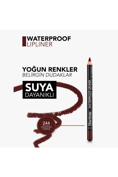  تصویر 5 : مداد لب مات ضدآب با پیگمنت بالا Chocolate Fondue قهوه‌ای شکلاتی Waterproof Highly Pigmented Matte Lip Pencil 244 Chocolate Fondue فلورمار Flormar 