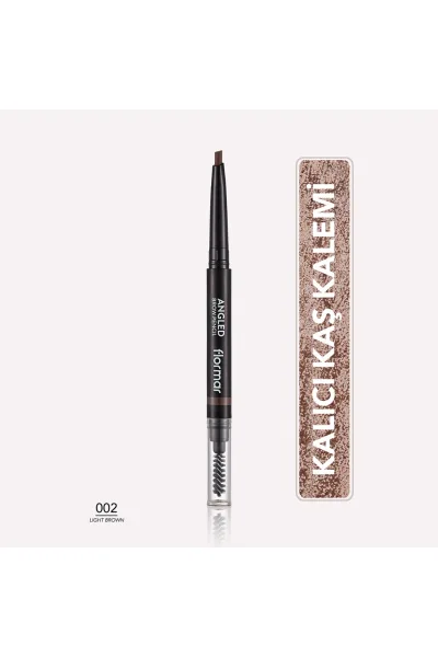  تصویر 1 : مداد ابرو با نوک زاویه‌دار و برس‌دار Light Brown قهوه‌ای روشن Angled Angled Tip Bristle Brush Brow Pencil 2 Light Brown فلورمار Flormar 
