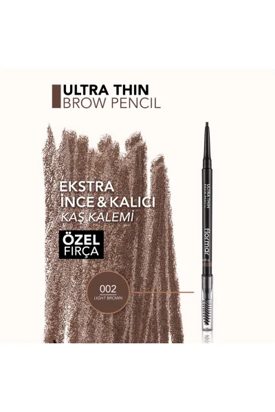  تصویر 4 : مداد ابرو نوک‌مویی و برس‌دار Ultra Thin رنگ Light Brown قهوه‌ای روشن Ultra Thin Fine Tip Bristle Brush Brow Pencil 2 Light Brown فلورمار Flormar 