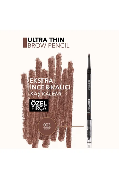  تصویر 4 : مداد ابرو نوک بسیار ظریف و برس‌دار Brown رنگ قهوه‌ای برای فرم‌دهی Ultra Thin Fine Tip Bristle Brush Brow Pencil 3 Brown فلورمار Flormar 