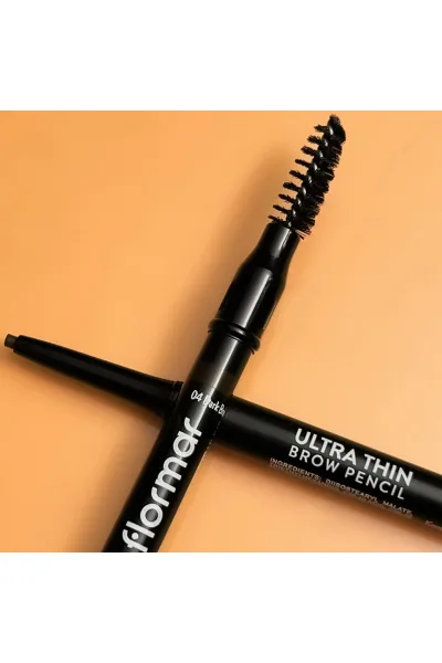  تصویر 5 : مداد ابرو اولترا نازک نوک‌ظریف و برس‌دار 004 Dark Brown قهوه‌ای تیره Ultra Thin Fine Tip Bristle Brush Brow Pencil 4 Dark Brown فلورمار Flormar 