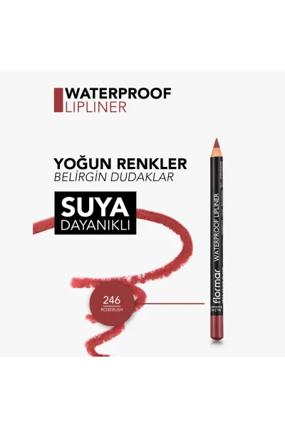  تصویر 5 : مداد لب مات و ضدآب با پیگمنت بالا Rosebush رنگ گلی برای آرایش لب Waterproof Highly Pigmented Matte Lip Pencil 246 Rosebush فلورمار Flormar 