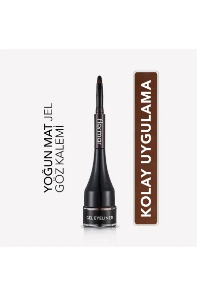  تصویر 1 : خط چشم ژلی مات با پیگمنت بالا و براش داخلی Brown قهوه‌ای Highly Pigmented Matte Finish Built in Brush Gel Eyeliner 3 Brown فلورمار Flormar 