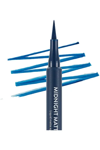  تصویر 2 : خط چشم مات Midnight 03 Dark Blue آبی تیره با جلوه‌ای جذاب Midnight Matte Eyeliner 3 Dark Blue فلورمار Flormar 