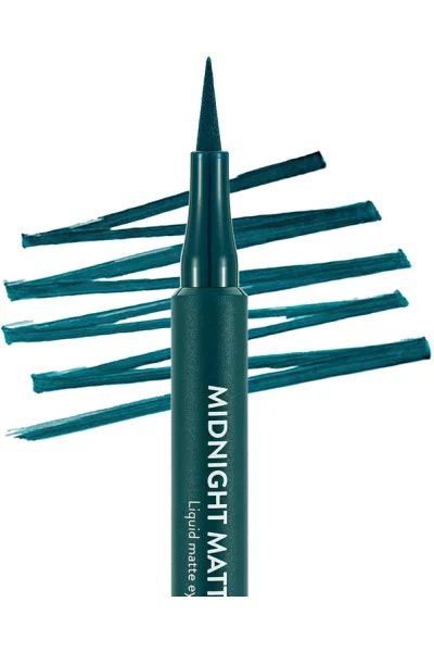  تصویر 2 : خط چشم مات Green (سبز) با جلوه‌ای دقیق و ماندگار برای آرایش چشم Midnight Matte Eyeliner 4 Green فلورمار Flormar 