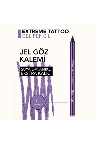  تصویر 4 : مداد چشم ژلی اکسترا ماندگار و براق Purple Blaze رنگ بنفش Extreme Tattoo Extra Long Lasting Shimmer Gel Eye Pencil 11 Purple Blaze فلورمار Flormar 