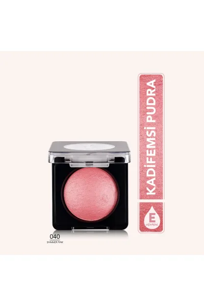  تصویر 1 : رژگونه پودری بیکد Shimmer Pink صورتی درخشان با جلوه طبیعی Baked Blush On Blush 40 Shimmer Pink فلورمار Flormar 