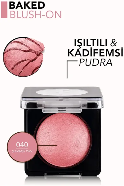  تصویر 4 : رژگونه پودری بیکد Shimmer Pink صورتی درخشان با جلوه طبیعی Baked Blush On Blush 40 Shimmer Pink فلورمار Flormar 
