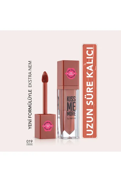  تصویر 1 : رژ لب مایع مات بسیار بادوام Caramel رنگ کاراملی قهوه‌ای روشن Kiss Me More Extra Long Lasting Matte Liquid Lipstick 19 Caramel فلورمار Flormar 