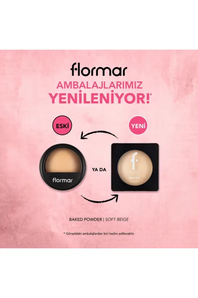  تصویر 8 : پودر فشرده بیکد Soft Beige؛ بژ روشن برای پوشش یکدست و طبیعی Baked Powder Powder 20 Soft Beige فلورمار Flormar 