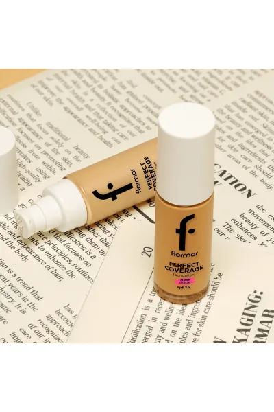  تصویر 4 : کرم پودر با پوشانندگی بالا و ماندگار SPF15 رنگ Light Ivory عاجی روشن Perfect Coverage Highly Pigmented Long Lasting SPF15 Foundation 100 Light Ivory فلورمار Flormar 