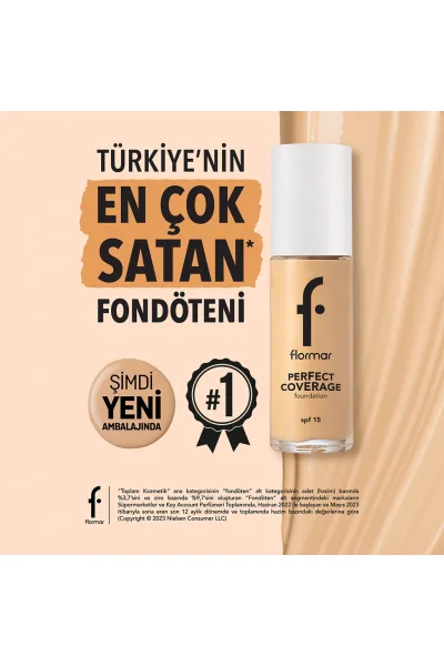  تصویر 5 : کرم‌پودر پوشاننده با ماندگاری بالا و SPF15 رنگ Soft Beige بژ روشن Perfect Coverage Highly Pigmented Long Lasting SPF15 Foundation 102 Soft Beige فلورمار Flormar 