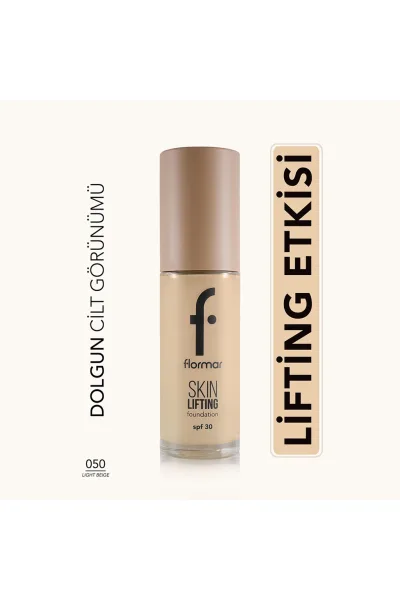  تصویر 1 : کرم پودر لیفتینگ Light Beige بژ روشن با پوشش طبیعی و ماندگار Lifting Foundation 50 Light Beige فلورمار Flormar 