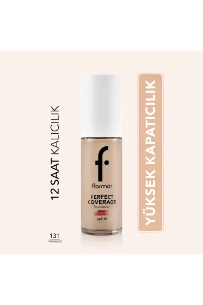  تصویر 1 : کرم پودر با پوشش کامل و ماندگاری بالا SPF15 رنگ Warm Nude نود گرم Perfect Coverage Highly Pigmented Long Lasting SPF15 Foundation 131 Warm Nude فلورمار Flormar 