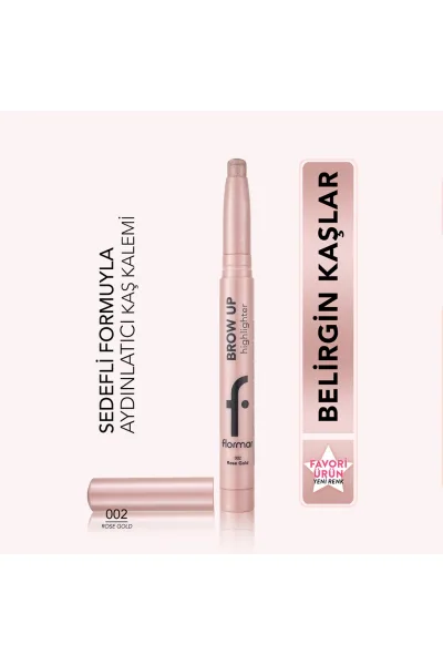  تصویر 1 : مداد هایلایتر زیر ابرو Rose Gold رزگلد گلی طلایی نرم و براق پیچی Brow Up Soft Texture Intense Shimmer Lifting Brow Highlight Pencil 2 Rose Gold فلورمار Flormar 