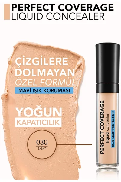  تصویر 2 : کانسیلر پوشش کامل نیمه‌مات با محافظت نور آبی Light | روشن Perfect Coverage Mavi I k Korumal Yar Matte Concealer 30 Light فلورمار Flormar 