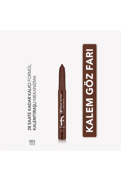  تصویر 1 : مداد چشم ژلی مات Cocoa کاکائویی با ماندگاری بالا و آسانسوری Extreme Tattoo Matte Lifting Gel Eye Pencil 3 Cocoa فلورمار Flormar 