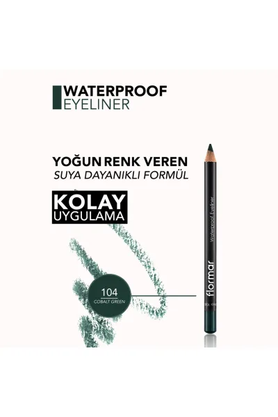  تصویر 4 : مداد چشم مات ضدآب با پیگمنت بالا Cobalt Green سبز شماره ۱۰۴ Waterproof Highly Pigmented Matte Eye Pencil 104 Cobalt Green فلورمار Flormar 