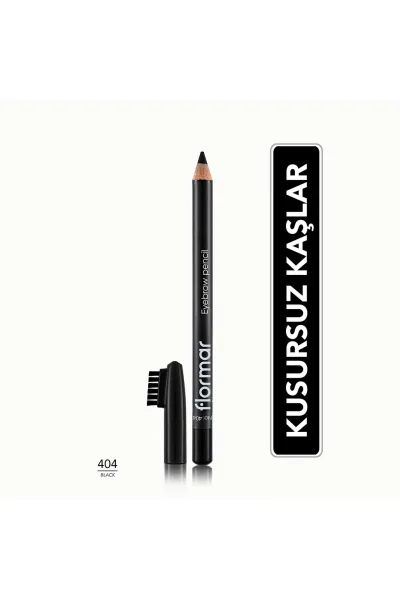  تصویر 1 : مداد ابرو نوک نرم و برس‌دار 404 Black رنگ مشکی برای فرم‌دهی دقیق Soft Tip Blending Brush Brow Pencil 404 Black فلورمار Flormar 