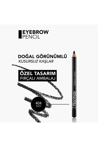  تصویر 4 : مداد ابرو نوک نرم و برس‌دار 404 Black رنگ مشکی برای فرم‌دهی دقیق Soft Tip Blending Brush Brow Pencil 404 Black فلورمار Flormar 