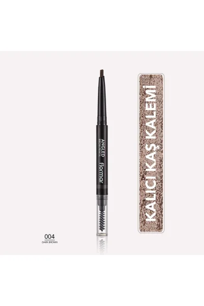  تصویر 1 : مداد ابرو کات‌دار با برس رنگ Dark Brown قهوه‌ای تیره شماره 004 Angled Angled Tip Bristle Brush Brow Pencil 4 Dark Brown فلورمار Flormar 
