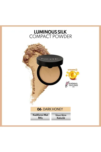  تصویر 1 : پودر فشرده ابریشمی درخشان 06 Dark Honey  قهوه‌ای روشن طبیعی نوت Note 