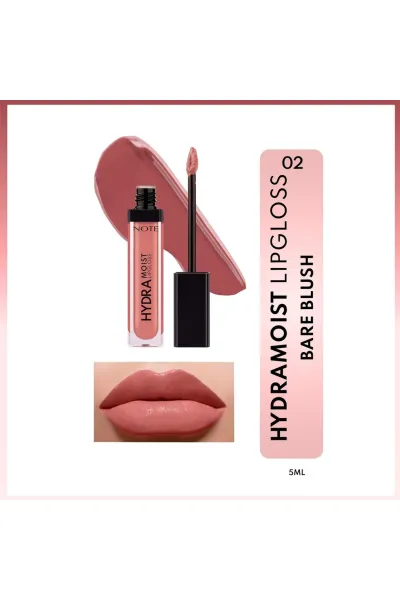  تصویر 1 : لیپ‌گلاس آبرسان Hydramoist رنگ 02 Bare Blush صورتی ملایم و براق نوت Note 