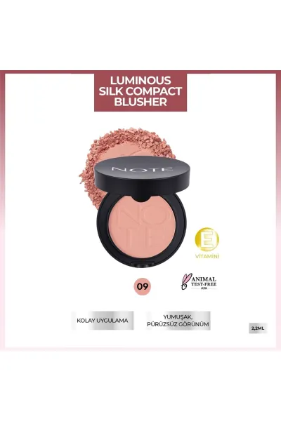  تصویر 2 : رژگونه فشرده ابریشمی شماره 09 Dusty Pink  صورتی غبارآلود طبیعی نوت Note 