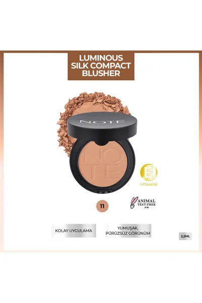  تصویر 2 : رژگونه فشرده ابریشمی Luminous Silk رنگ 11 Sunset قهوه‌ای روشن نوت Note 