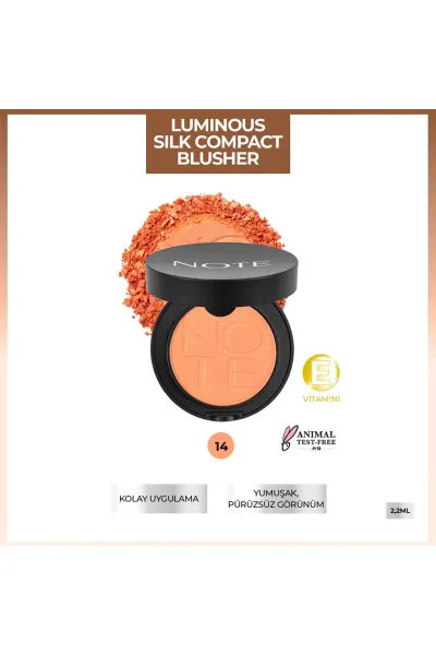  تصویر 2 : رژگونه فشرده ابریشمی رنگ 14 Dreamy Coral نارنجی مرجانی نوت Note 