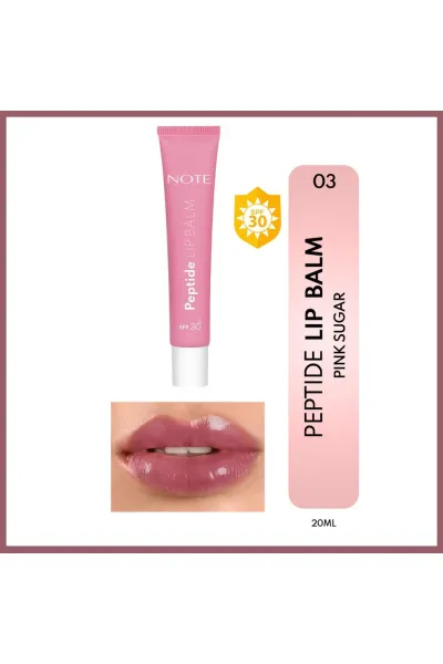  تصویر 2 : بالم لب پپتیدی SPF30 رنگ 03 Pink Sugar  صورتی ملایم و براق نوت Note 