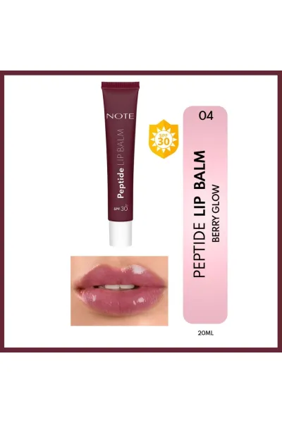  تصویر 2 : بالم لب رنگی پپتیدی SPF 30  مرطوب‌کننده  رنگ 04 Berry Glow شرابی نوت Note 