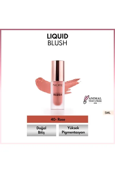  تصویر 2 : رژگونه مایع مرطوب‌کننده رنگ 40 Rose صورتی رز با جلوه طبیعی نوت Note 