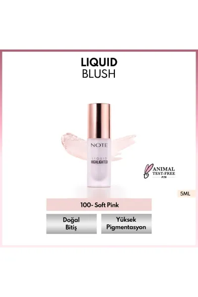  تصویر 2 : هایلایتر مایع مرطوب‌کننده 100 Soft Pink صورتی ملایم و درخشان نوت Note 